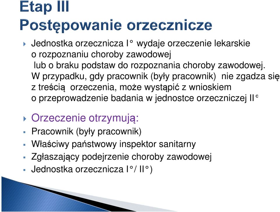 W przypadku, gdy pracownik (były pracownik) nie zgadza się z treścią orzeczenia, może wystąpić z wnioskiem o