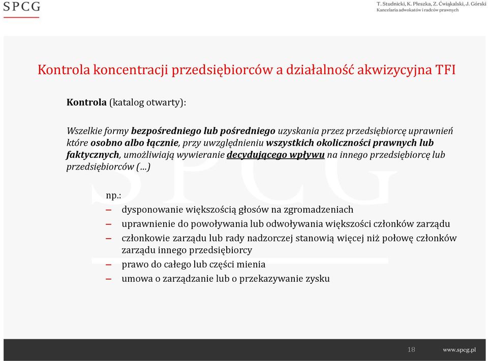 innego przedsiębiorcę lub przedsiębiorców ( ) np.
