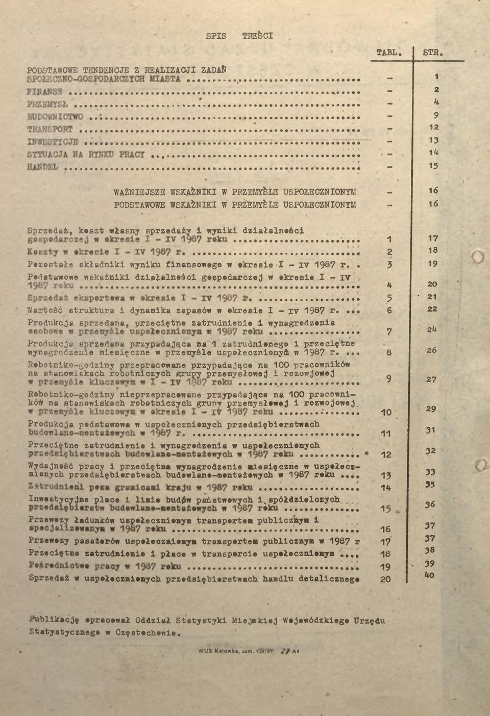 7 2 8 Pezosae skadnk wynku nansowego w okrese - V 907 r.. 3 9 Podsawowe wskaźnk dzjaalneścl gospodarczej w okrese - v, 4 20 ' 5 2 ' Warość srukura dynamka zapasów w okrese - V 987 r.
