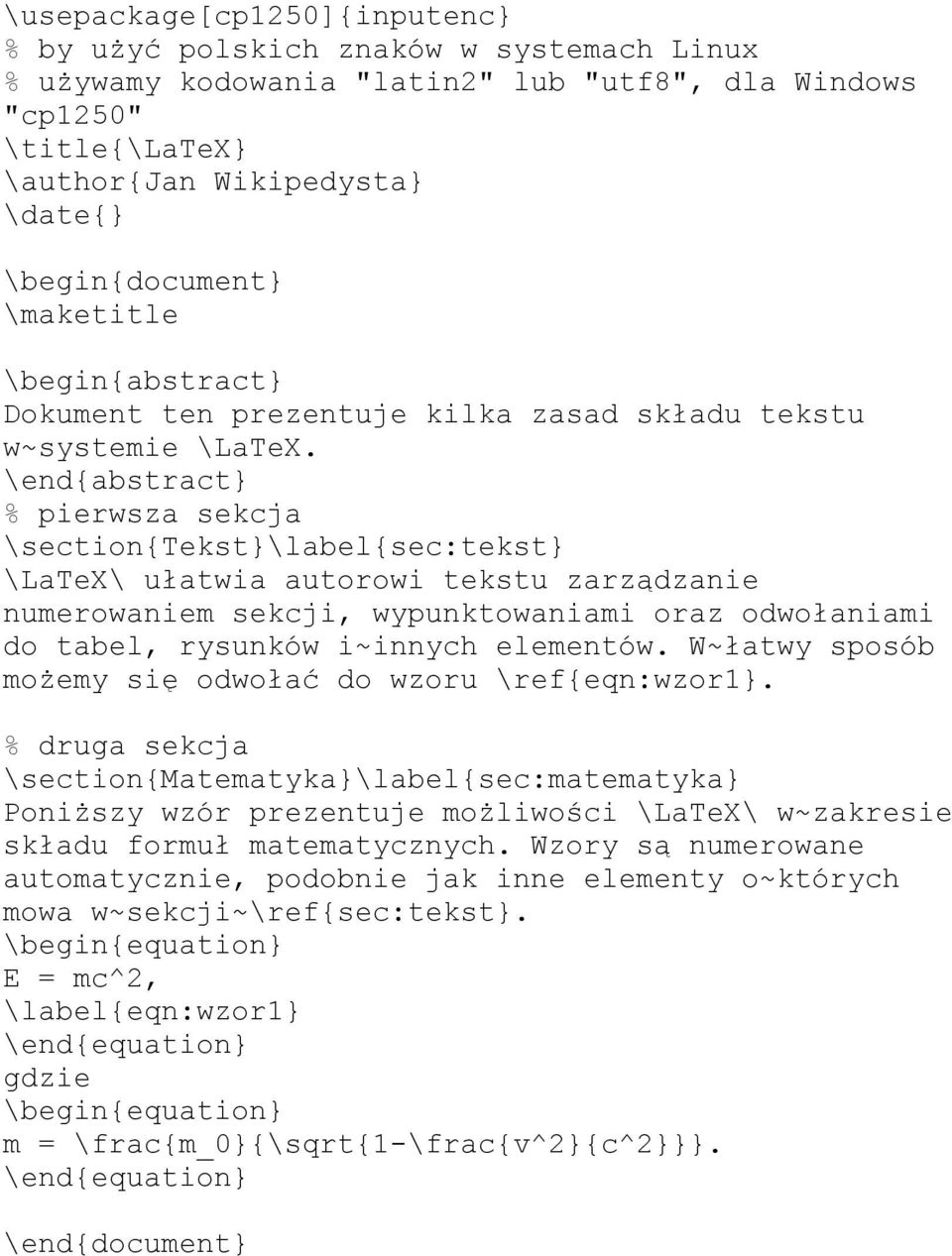 \end{abstract} % pierwsza sekcja \section{tekst}\label{sec:tekst} \LaTeX\ ułatwia autorowi tekstu zarządzanie numerowaniem sekcji, wypunktowaniami oraz odwołaniami do tabel, rysunków i~innych