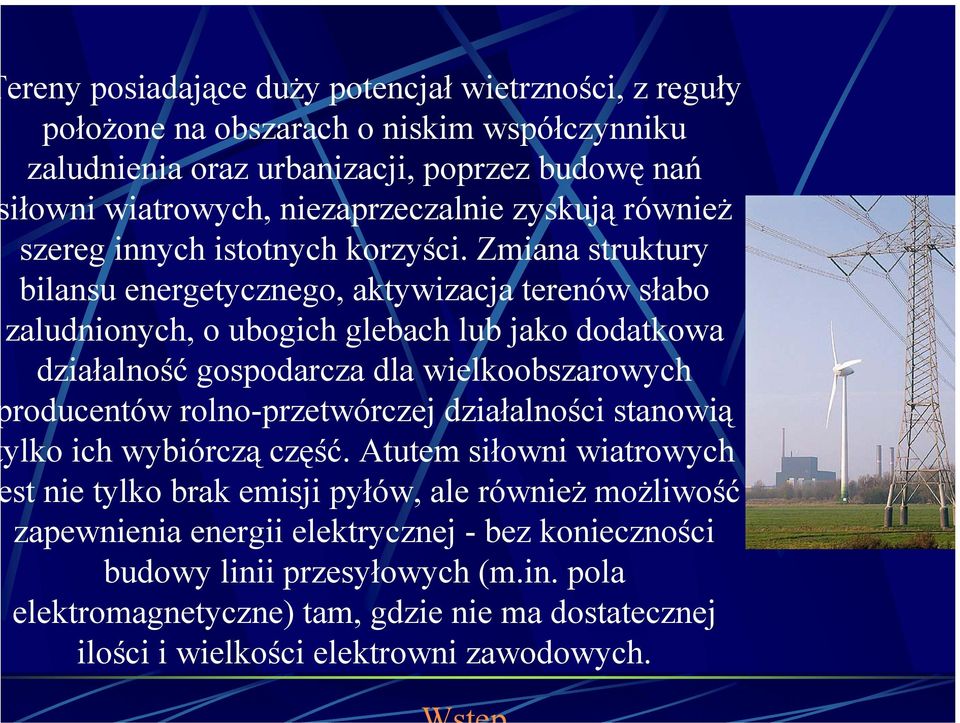 Zmiana struktury bilansu energetycznego, aktywizacja terenów słabo zaludnionych, o ubogich glebach lub jako dodatkowa działalność gospodarcza dla wielkoobszarowych roducentów