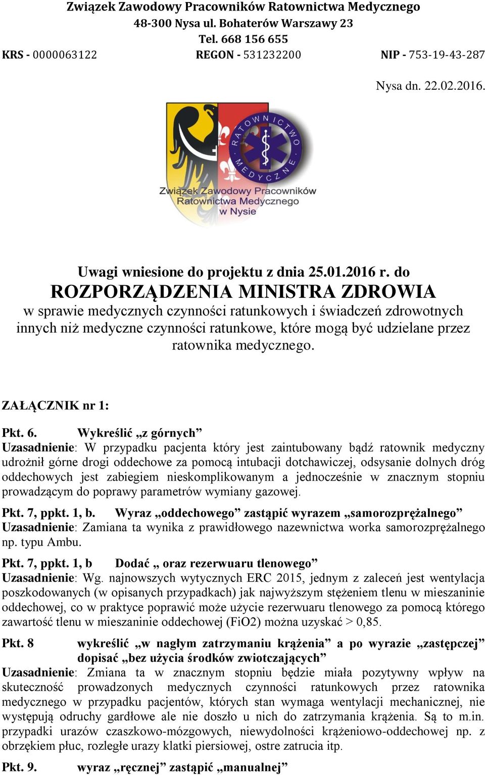 Uwagi wniesione do projektu z dnia 25.01.2016 r.