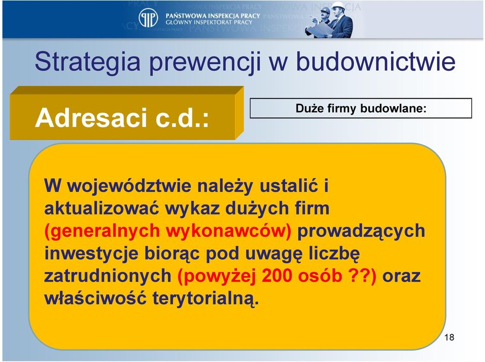 wykonawców) prowadzących inwestycje biorąc pod uwagę liczbę