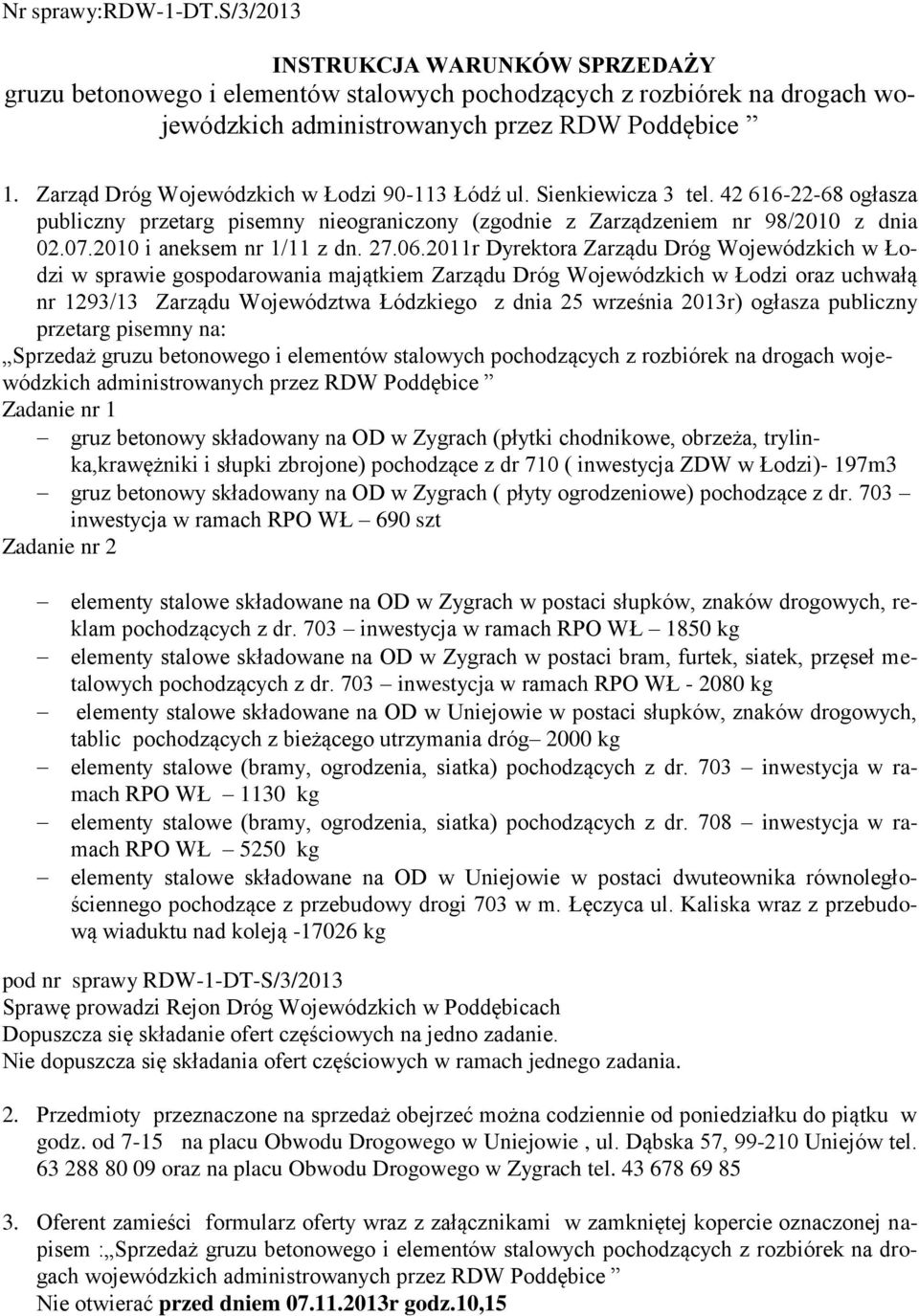 2010 i aneksem nr 1/11 z dn. 27.06.