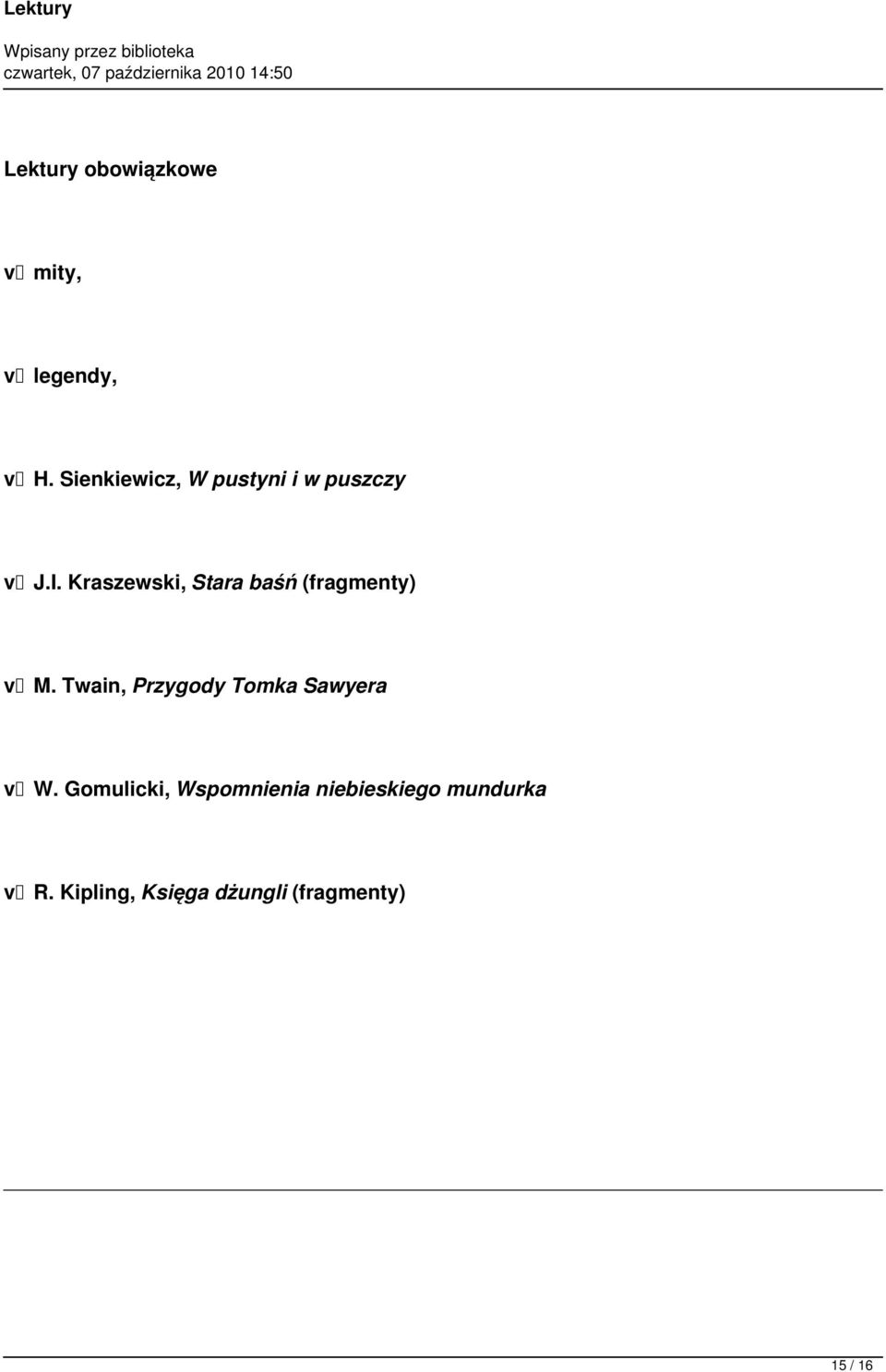 Kraszewski, Stara baśń (fragmenty) v M.