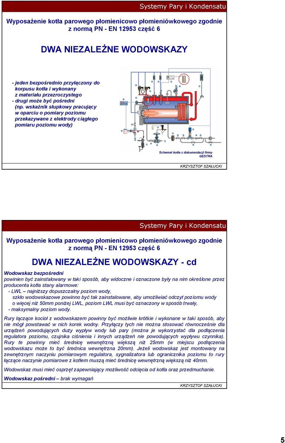 sposób, aby widoczne i oznaczone by y na nim okre lone przez producenta kot a stany alarmowe: LWL najni szy dopuszczalny poziom wody, szk o wodowskazowe powinno by tak zainstalowane, aby umo liwia