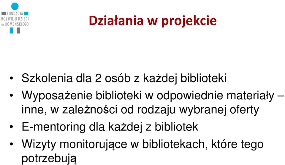 inne, w zależności od rodzaju wybranej oferty E-mentoring dla