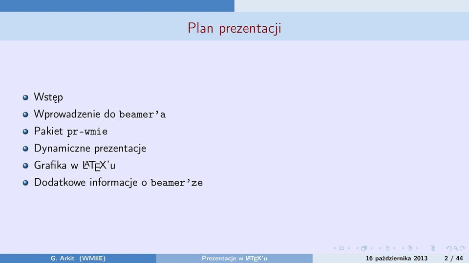 TEX u Dodatkowe informacje o beamer ze G.
