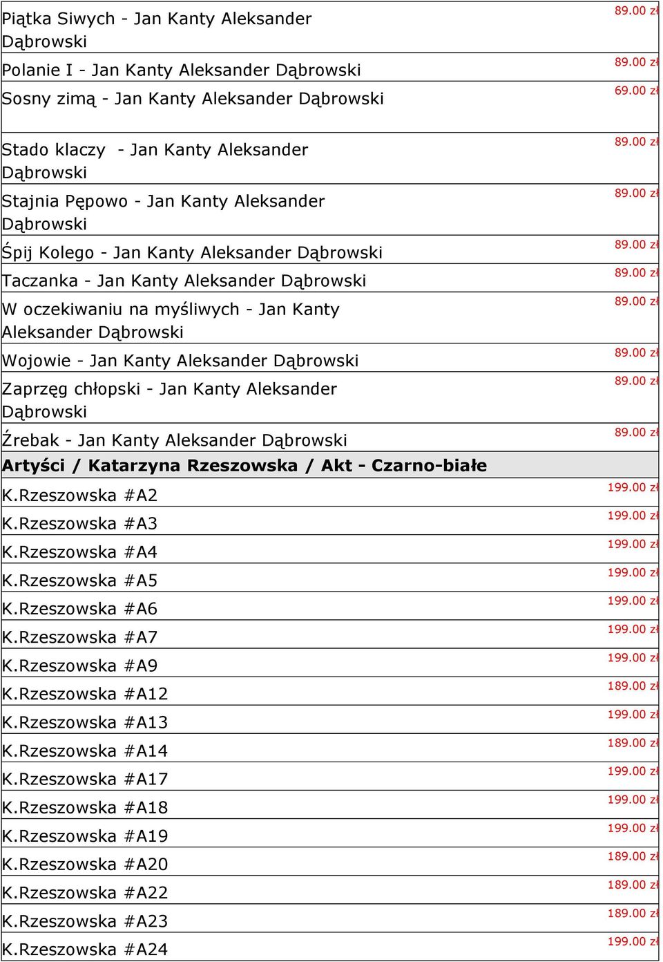 Aleksander Wojowie - Jan Kanty Aleksander Zaprzęg chłopski - Jan Kanty Aleksander Źrebak - Jan Kanty Aleksander Artyści / Katarzyna Rzeszowska / Akt - Czarno-białe K.Rzeszowska #A2 K.