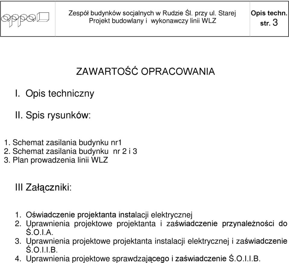 Oœwiadczenie projektanta instalacji elektrycznej 2.