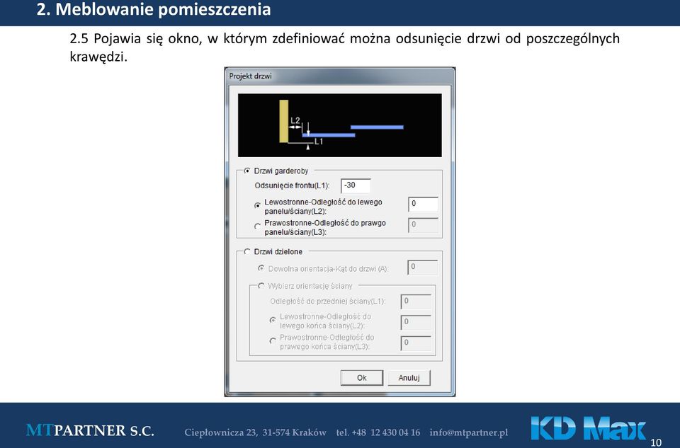 zdefiniować można odsunięcie