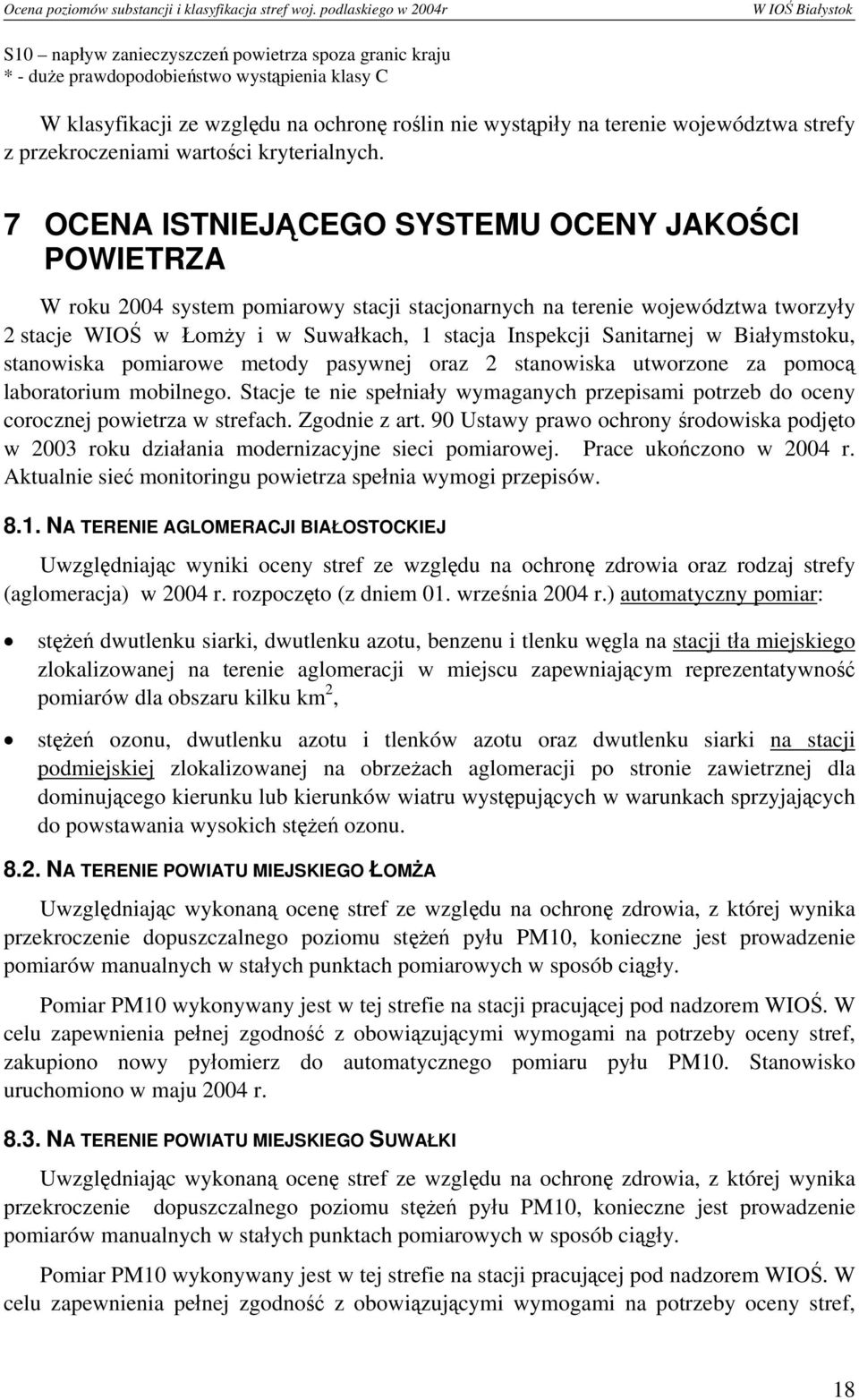 województwa strefy z przekroczeniami wartości kryterialnych.