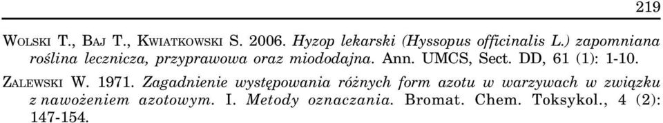 DD, 61 (1): 1-10. ZALEWSKI W. 1971.
