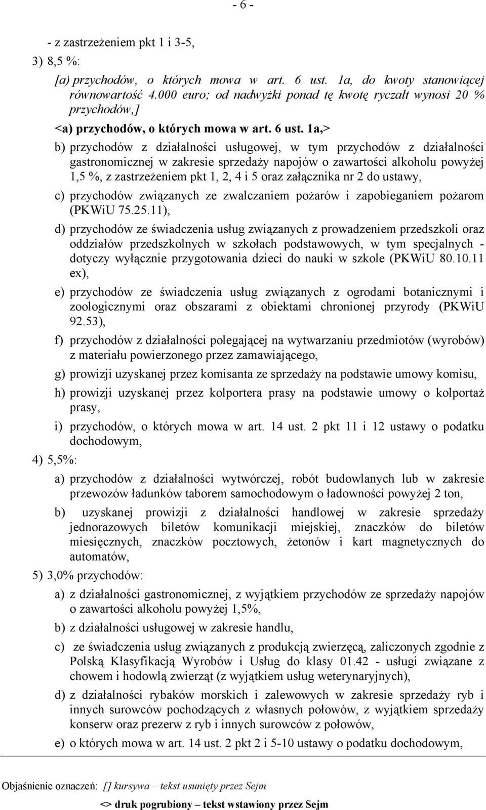1a,> b) przychodów z działalności usługowej, w tym przychodów z działalności gastronomicznej w zakresie sprzedaży napojów o zawartości alkoholu powyżej 1,5 %, z zastrzeżeniem pkt 1, 2, 4 i 5 oraz