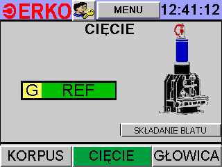 2.2.3 OPCJA CIĘCIE Opcję cięcia (rys. 24) włącza się poprzez wciśnięcie przycisku CIĘCIE w menu głównym (rys. 9). Ciecie wykonywane jest za pomocą modułu SH405 i SH415PLC. Rys. 24 Rys.