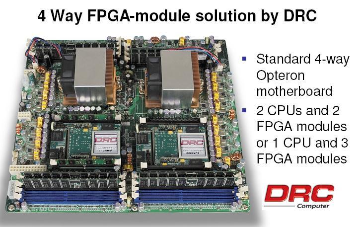 Płyta główna z 2xCPU Opteron oraz 2xFPGA Źródło: Magnus Peterson.
