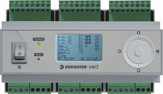 EUROSTER UNI3 INSTRUKCJA OBSŁUGI 1 EUROSTER UNI3 Pogodowy sterownik instalacji grzewczej PRODUCENT: P.H.P.U. AS, Chumiętki 4, 63-840 Krobia Aby w pełni wykorzystać możliwości sterownika i zapewnić prawidłową pracę instalacji c.