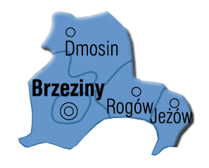 Kluszki, Lipce Reymntwskie, Słupia. Gmina Rgów Mapa 3: Płżenie Gminy Rgów w pwiecie brzezińskim Na gminę Rgów składa się 19 miejscwści skupinych w 17 słectwach.