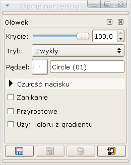 Wybieramy narzędzie Ołówek (N) i ustawiamy następująco: Przechodzimy