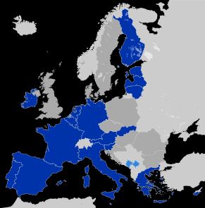 Kraje strefy euro Kraje używające euro, niebędące członkiem Unii Europejskiej Kraje Unii Europejskiej