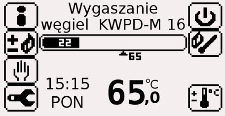 W trybie konfiguracji jako pierwszy wyświetla się ekran z informacją o braku wybranego typu kotła. Wciskając można przejść do ekranu wyboru typu kotła z listy lub pominąć ten etap naciskając.