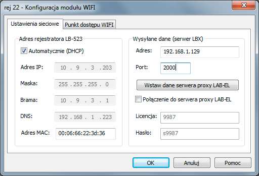 Konfiguracja bezpośredniej wymiany danych z serwerem.