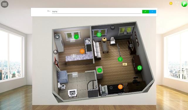 Plan Podobnie do pulpitu jest to miejsce obsługi naszego inteligentnego domu, ale w nieco inny i ciekawszy sposób. Pamiętasz grę The Sims?