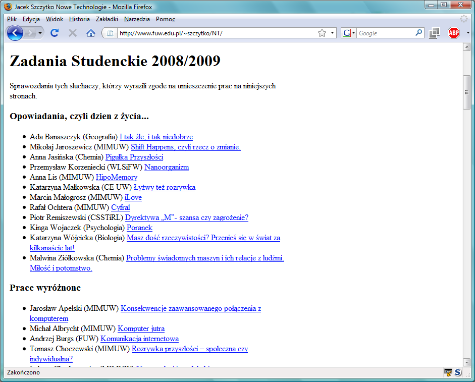 Nowe technologie Jacek.Szczytko@fuw.