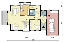 D25 Bogna ARTINEX 136,64 m 2 Dom z poddaszem użytkowym, o pełnym programie dla cztero-pięcioosobowej rodziny.