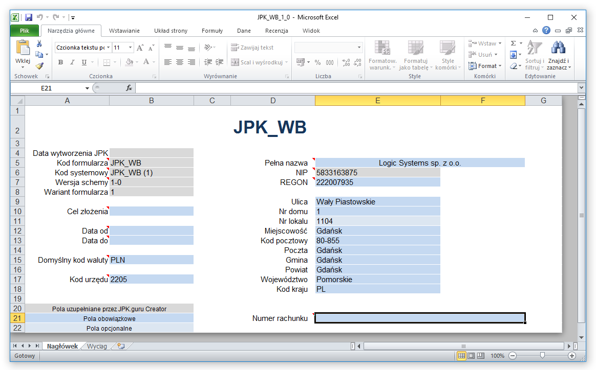 3. Należy wybrać z listy typ JPK do wygenerowania, np. Wyciąg bankowy (JPK WB). Otworzy się okno do wskazania lokalizacji do wygenerowania pliku: 4.