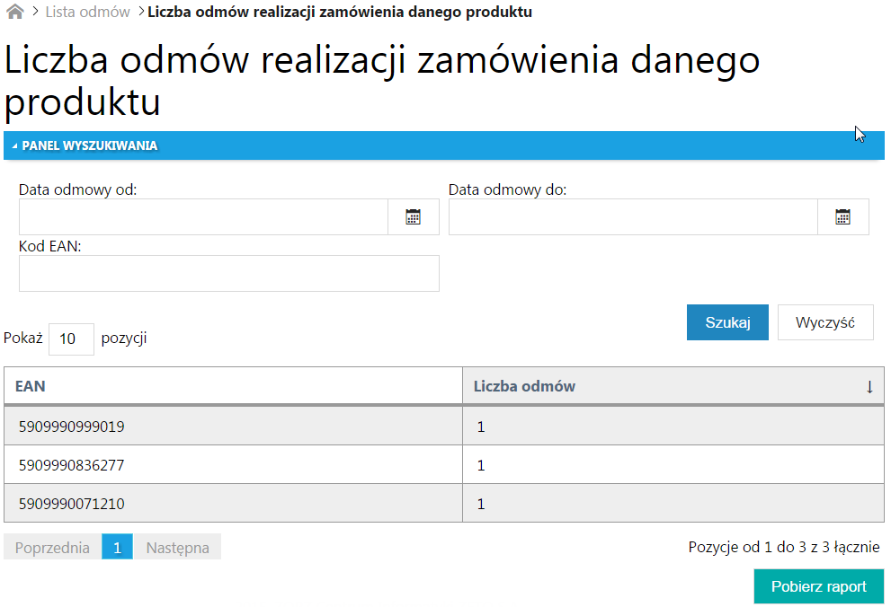 Dokumentacja użytkowa systemu ZORZ Strona 18 z 39 W celu przeszukania listy po zdefiniowanych kryteriach należy wybrać przycisk Szukaj.