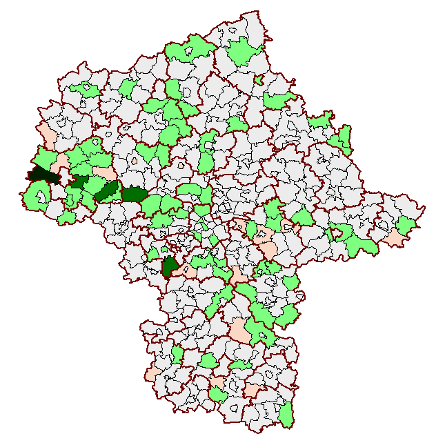 Zmiany udziału gruntów pod wodami w jednostkach ewidencyjnych spadek/wzrost w ciągu roku [ha] 41 500 zmiany od 2002 r. 41 000 40 500 40 000 39 500 39 000 38 500 38 000 2002 r. 2003 r. 2004 r. 2005 r.