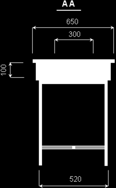 4. Nogi stelaża wykonane z profili stalowych zamkniętych o przekroju kwadratowym o wym. 25x25x2 mm, a pozostałe elementy z profili o przekroju 20x20x2 mm. 5.
