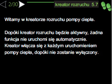 WYŚWIETLACZ System menu Kiedy zostaną otwarte drzwi pompy ciepła, na wyświetlaczu pojawią się cztery menu główne systemu sterowania, a także kilka podstawowych informacji.