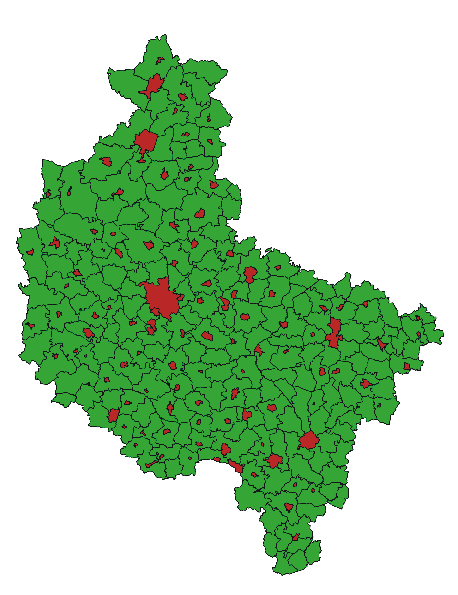 OBSZARY WIEJSKIE WEDŁUG TERYT (dok.) Miasta w gminach miejsko-wiejskich 2013 r.