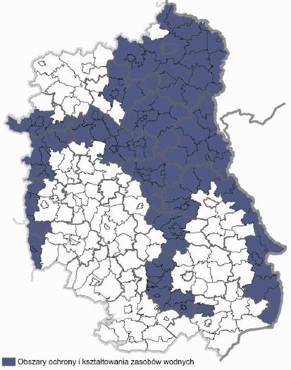 Rysunek 1 Obszar Strategicznej Interwencji Obszary ochrony i kształtowania zasobów wodnych Źródło: Strategia Rozwoju Województwa Lubelskiego na lata 2014 2020 (z perspektywą do 2030 r.