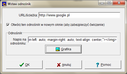 e. Przycisk Pokaż wyrazy pozwala wywoład i edytowad istniejące luki. 8. Utwórz stronę www ikoną lub poleceniem Plik Utwórz stronę www ELEMENTY WSTAWIANE DO ĆWICZENIA a.