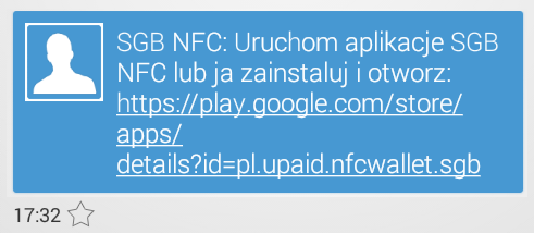 Instalacja karty Po dokonaniu poprawnej wysyłki karty z systemu Karty SGB na telefon Klienta, Klient powinien otrzymać na wskazany numer telefonu