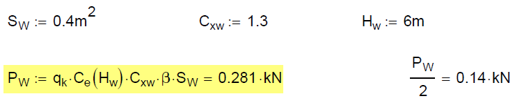 DODATKOWE OBCIAŻENIE POWIERZCHNIĄ WYPOSAŻENIA: Przyjmuje się następujące obciążenie słupa - zastępcza powierzchnia wyposażenia równoważna: Obciążenie przykłada się na wysokości +6 m npt RAT := 0.