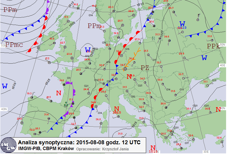 Warunki meteorologiczne w Leśnictwie Wyrchczadeczka w 2015 W roku 2015 pogodę w Beskidzie Śląskim kształtowały przede wszystkim masy powietrza polarno-morskiego świeżego (PPm) 39%, polarno-morskiego