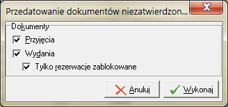 się na nim w oknie przeglądu dokumentów wydania i wybiera z menu Dokumenty -> Zablokuj/Odblokuj. Operacja jest dostępna także w menu kontekstowym (pod prawym klawiszem myszki).
