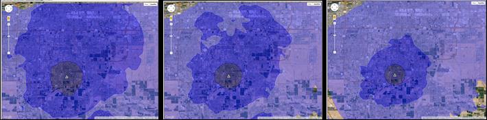 Wpływ metody strojenia na cyfrowe pokrycie radiowe Mapa pokrycia w zależności od mocy nadawczej Identyczna sytuacja