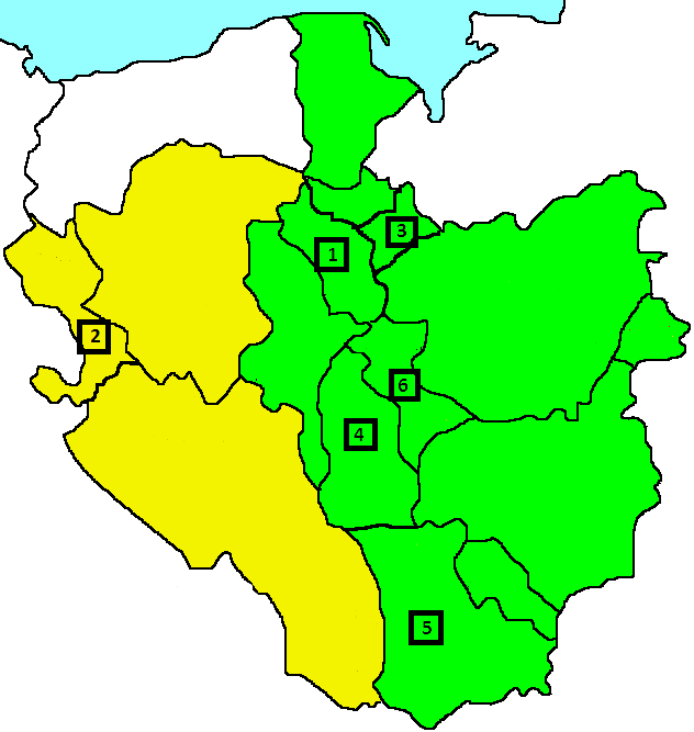 Zadanie 5. (0 3 p.) Mapa przedstawia ziemie polskie w okresie rozbicia dzielnicowego. Uzupełnij tabelę odpowiadającą mu nazwą ziemi, wybraną spośród podanych poniżej.