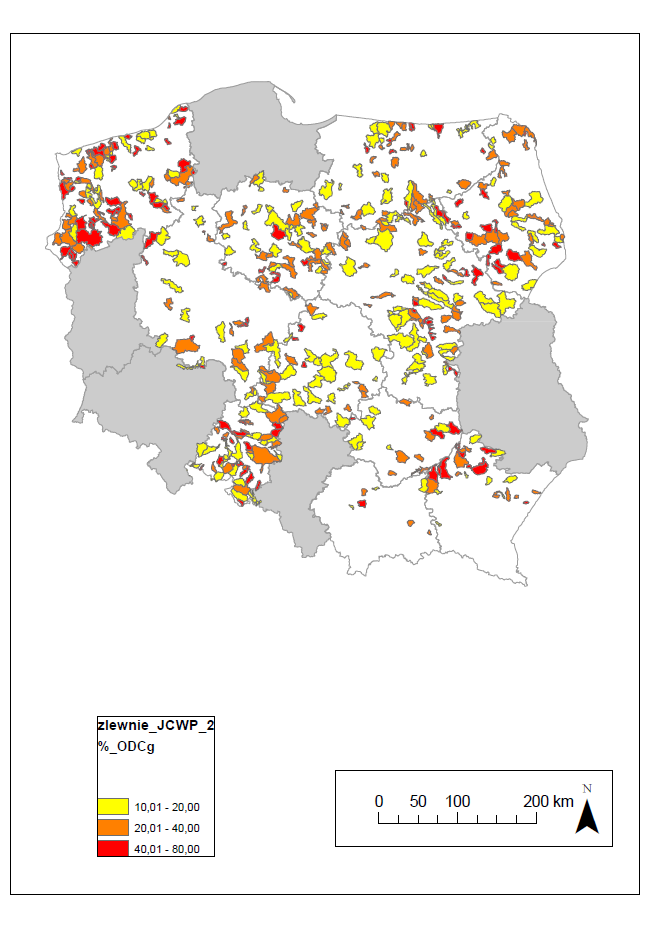 Przykład szacunkowej oceny intensywności przekształcenia hydromorfologii JCWP rzecznych tzw. odmulaniem cd.