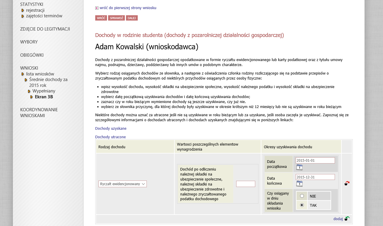 W przypadku dochodów z działalności gospodarczej opodatkowanych na podstawie ryczałtu lub karty