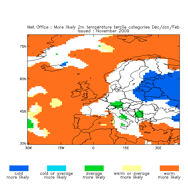 Charakter miesięcy zimowych (źródło: MetOffice) Jak widzimy, zimowe miesiące mają mieć średnie temperatury poniżej normy, szczególnie na wschód od Wisły.