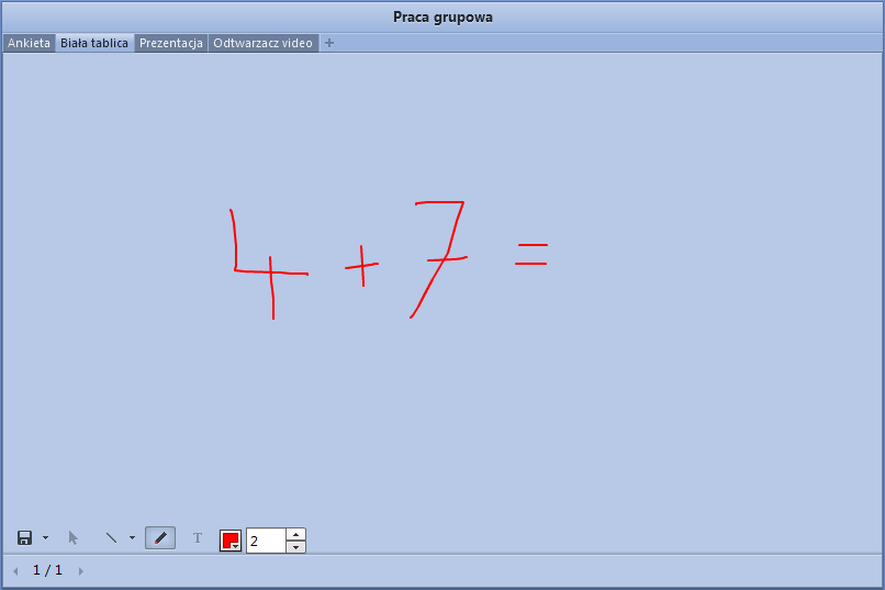 7.4 Biała tablica Po udzieleniu uprawnień przez nauczyciela narzędzie to umożliwi Ci pisanie tekstów oraz rysowanie na czystej