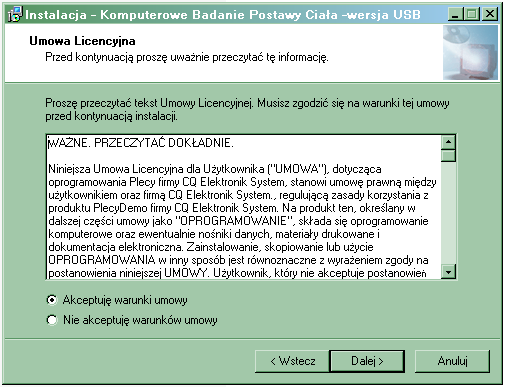 Kliknij myszą na przycisk z poleceniem instalacji programu Plecy i potwierdź uruchomienie tego programu z bieŝącej lokalizacji. A.4.