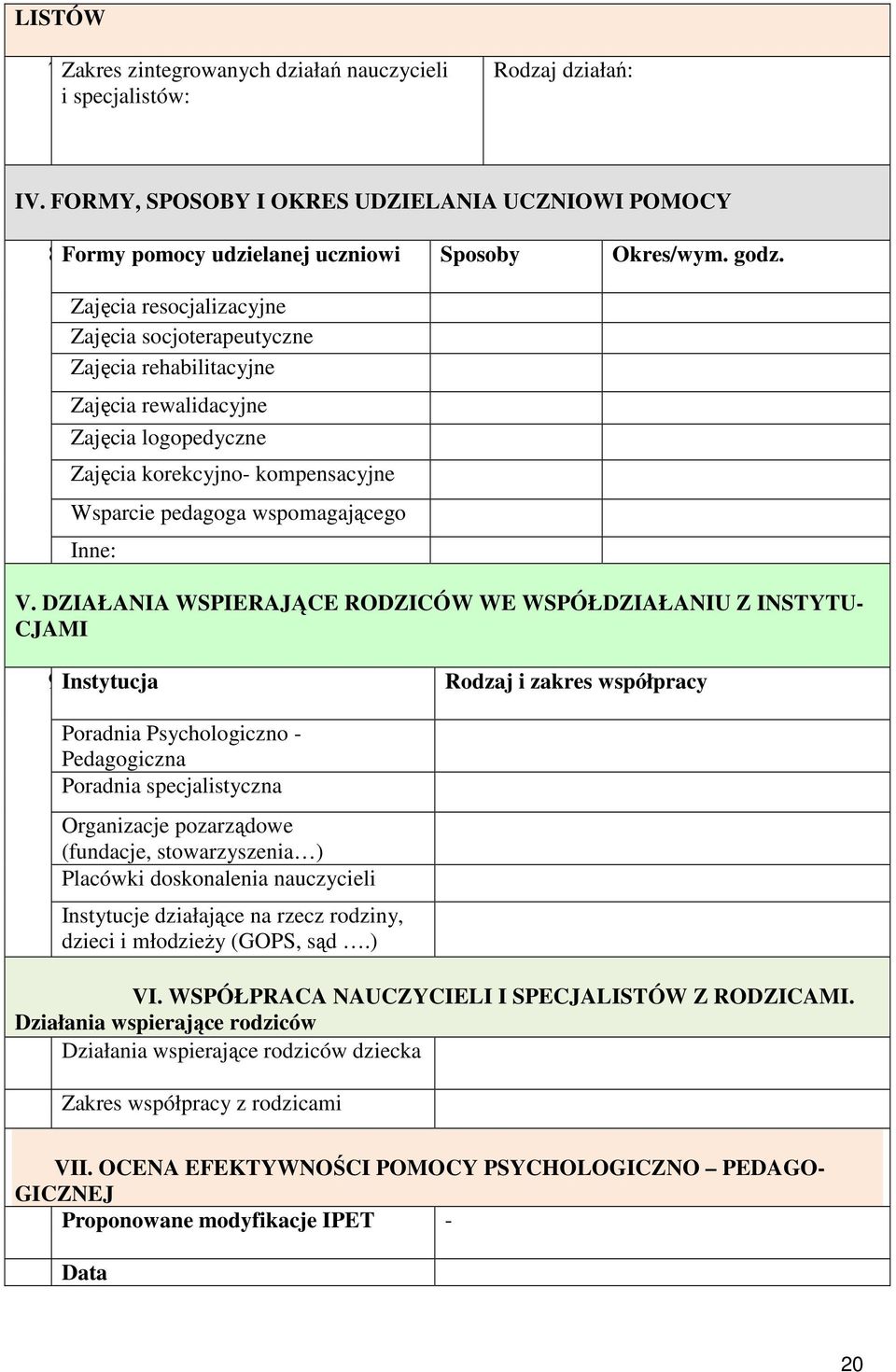 DZIAŁANIA WSPIERAJĄCE RODZICÓW WE WSPÓŁDZIAŁANIU Z INSTYTU- CJAMI 9.