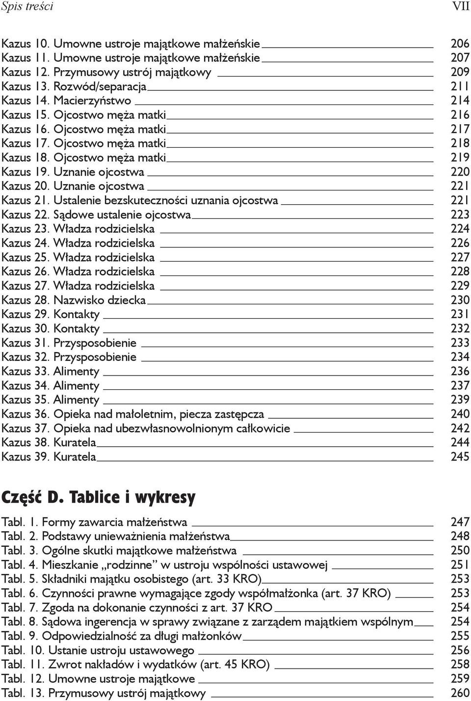 Uznanie ojcostwa 221 Kazus 21. Ustalenie bezskuteczności uznania ojcostwa 221 Kazus 22. Sądowe ustalenie ojcostwa 223 Kazus 23. Władza rodzicielska 224 Kazus 24. Władza rodzicielska 226 Kazus 25.